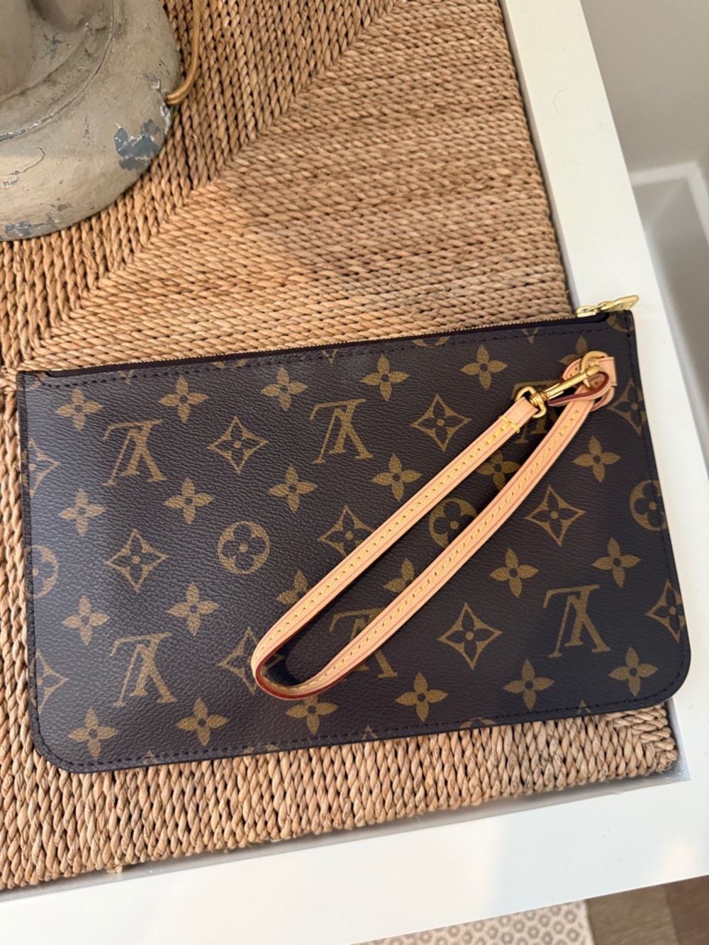 Louis Vuitton Brown Monogram Canvas Neverfull Wristlet